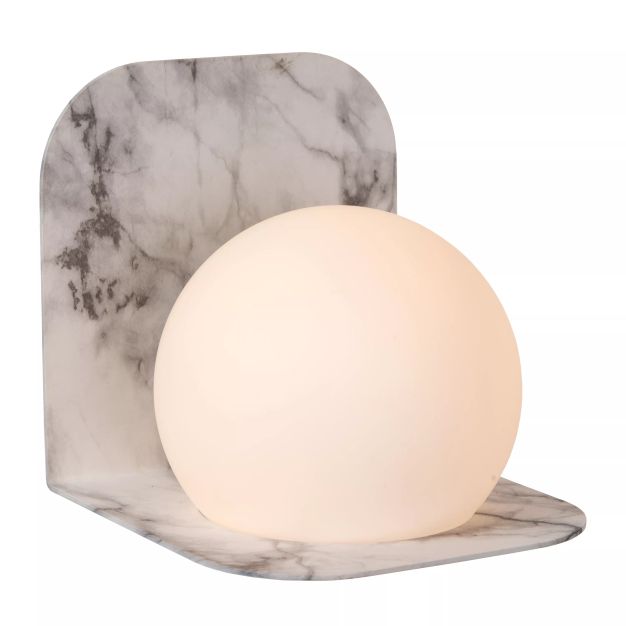 Lucide Davy - wandlamp - 14 x 16 x 16,7 cm - IP44 - witte marmer