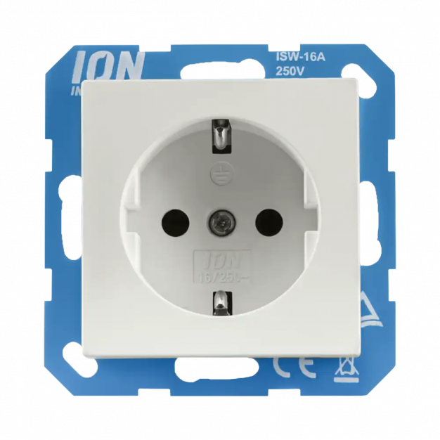 Ion Industries V1/J1 - 2 zijdelingse stopcontact met aanraakbeveiliging (Nederlandse versie) - mat wit