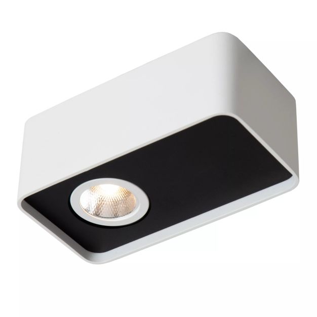 Lucide Angular - plafondspot - 13 x 7 x 5 cm - 6W dimbare LED incl. - wit met zwart 