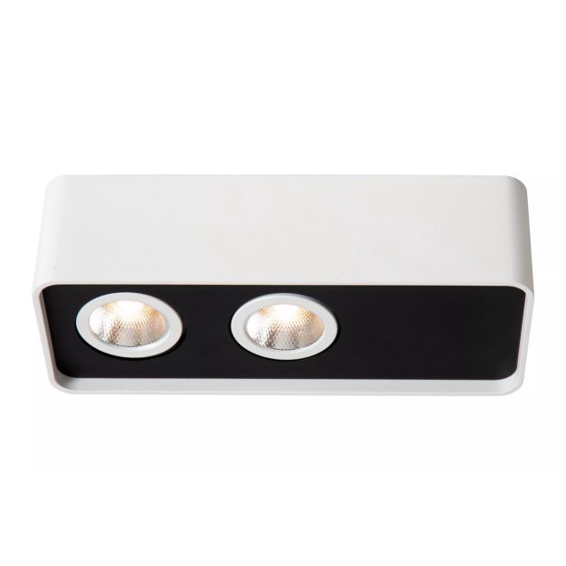 Lucide Angular - plafondspot - 18 x 7 x 5 cm - 2x 6W dimbare LED incl. - wit met zwart 