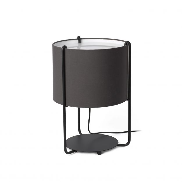 Faro Drum - tafellamp - Ø 30 x 43 cm - zwart en grijs