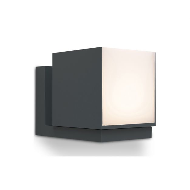 Lutec Cuba - buiten wandverlichting - 10 x 14,8 x 11,6 cm - 12,2W LED incl. - IP54 - donkergrijs (stockopruiming!)