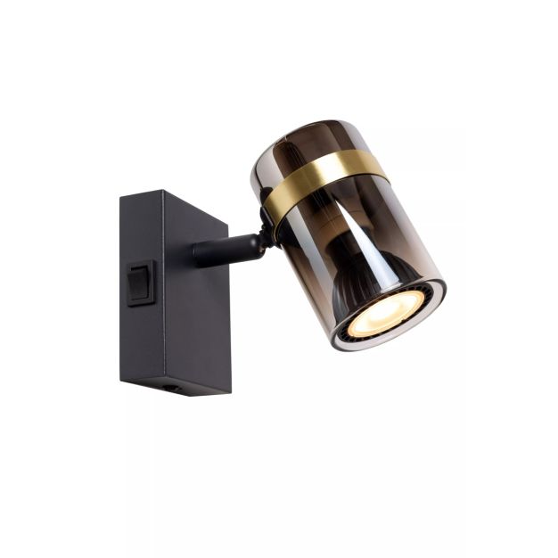 Lucide Upton - wandlamp met schakelaar - 9,6 x 7 x 12,5 cm - gerookt