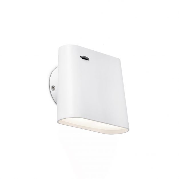 Faro Aurea - wandverlichting met schakelaar - 12 x 7 x 9,5 cm - 8W LED incl. - mat wit