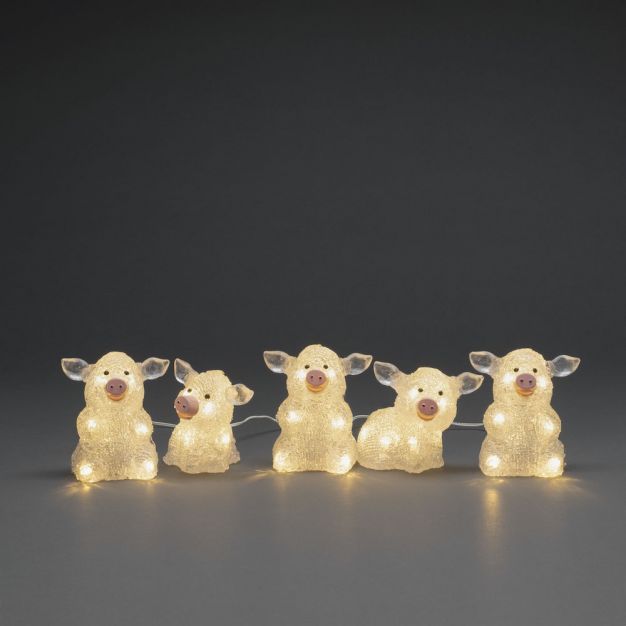 Konstsmide kerstverlichting - varkens - 10 x 8 x 12 cm - IP44 - transparant