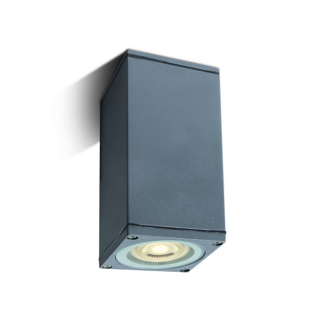 ONE Light GU10 Outdoor Cubes - opbouwspot - 6,3 x 6,3 x 13,5 cm - IP54 - grijs