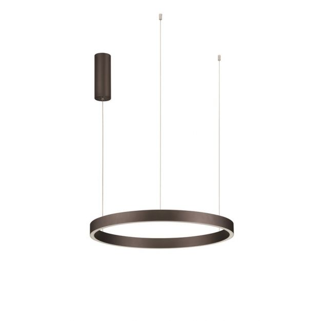 Nova Luce Elowen - hanglamp - Ø 60 x 150 cm - 60W dimbare LED incl. - geborsteld koffiebruin (laatste stuk)