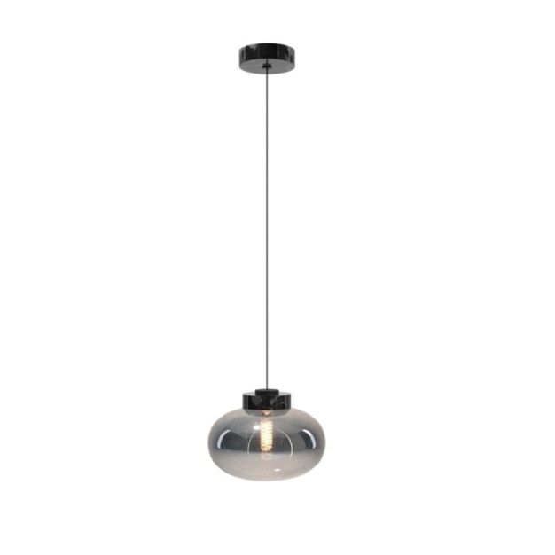 Maxlight Moonstone - hanglamp - Ø 45 x 150 cm - gerookt glas en zwart