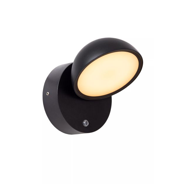 Lucide Finn - buiten wandlamp met sensor - 13,5 x 11 x 13,2 cm - 12W LED incl. - IP54 - zwart