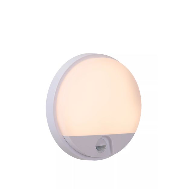 Lucide Hups IR - buiten wandlamp met sensor - Ø 21 x 4,9 cm - 10W LED incl. - IP54 - wit