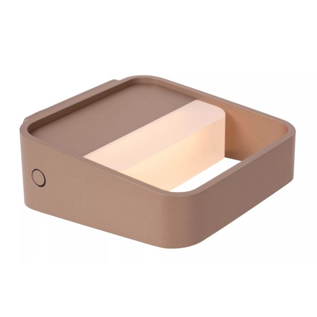 Lucide Silvi - oplaadbare wandlamp - 13 x 13,5 x 5 cm - 3,7W dimbare LED incl. - roest bruin