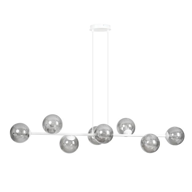 Emibig Rossi 8 - hanglamp - 130 x 14 x 100 cm - wit met gerookt glas (laatste stuks!)