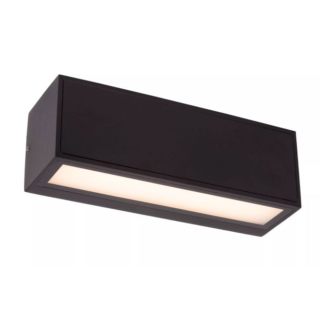 Lucide Sutton - buiten wandlamp met dag- nachtsensor op zonne-energie - 25,8 x 8,6 x 8,6 cm - 2W dimbare LED incl. - IP54 - zwart