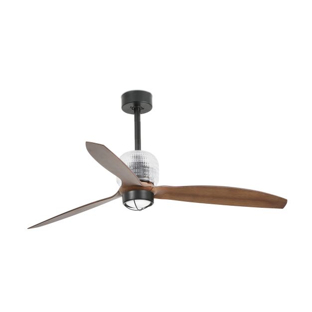 Faro Deco Fan - plafondventilator met licht en afstandsbediening - Ø 128 cm - 17W LED incl. - donkerbruin en zwart