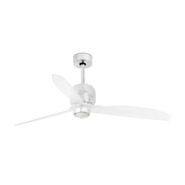 Faro Deco Fan - plafondventilator met licht en afstandsbediening - slimme ventilator - Ø 128 cm - 17W LED incl. - chroom en transparant