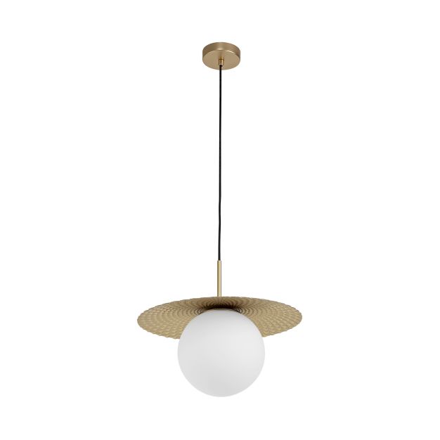 Nova Luce Obbit - hanglamp - Ø 38 x 120 cm - goud en opaal