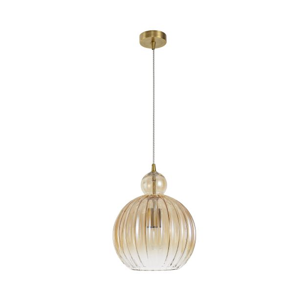 Nova Luce Odell - hanglamp - Ø 28 x 120 cm - messing en champagne