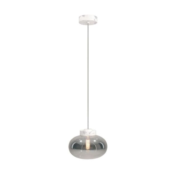 Maxlight Moonstone - hanglamp - Ø 45 x 150 cm - gerookt glas en wit