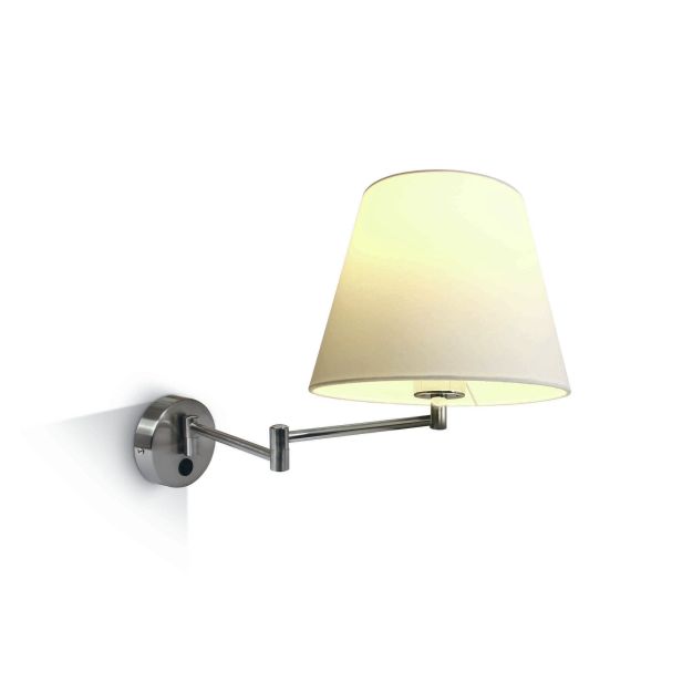 ONE Light Hotel Range - wandverlichting met schakelaar - 26,2 x 30,5 cm - geborsteld chroom en wit