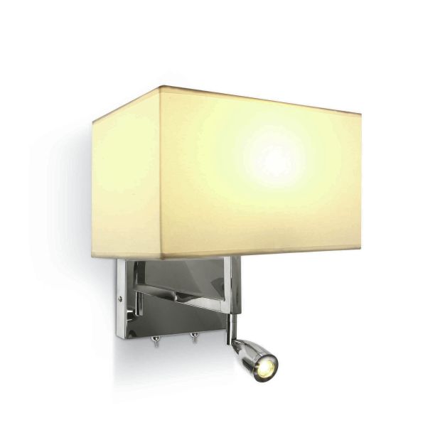 ONE Light Hotel Range - wandverlichting met schakelaar - 27 x 16 x 28,5 cm - 3W LED incl. - chroom en wit