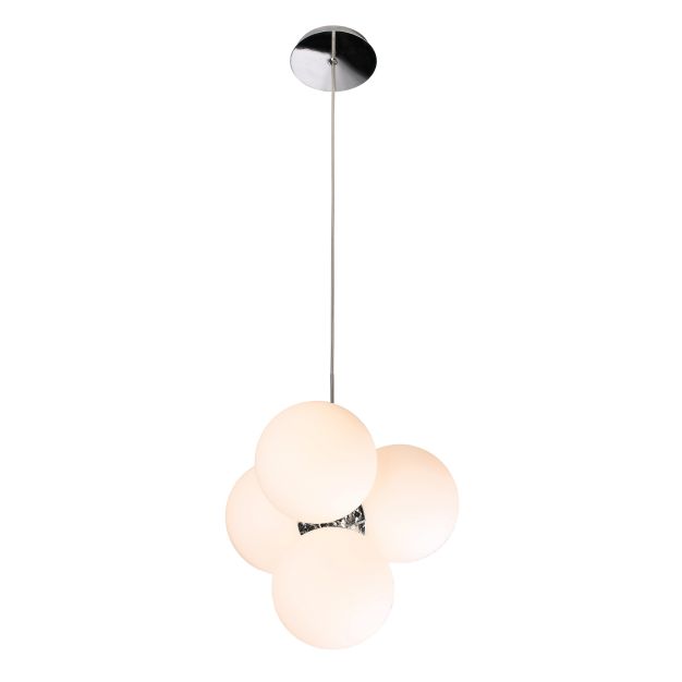 Maxlight Ball - hanglamp - Ø 32 x 140 cm - wit en chroom