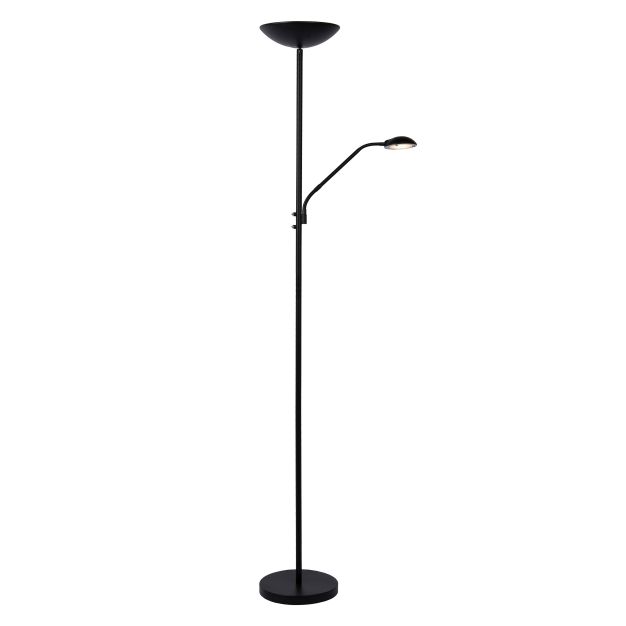 Lucide Zenith - staanlamp met leeslamp - 180 cm - 20W + 4W dimbare LED incl. - zwart