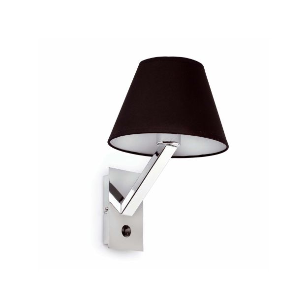 Faro Moma-1 - wandverlichting met schakelaar - 12 x 26 x 35 cm - chroom en zwart