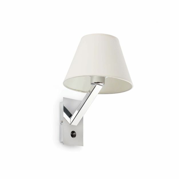 Faro Moma-1 - wandverlichting met schakelaar - 12 x 26 x 35 cm - chroom en wit