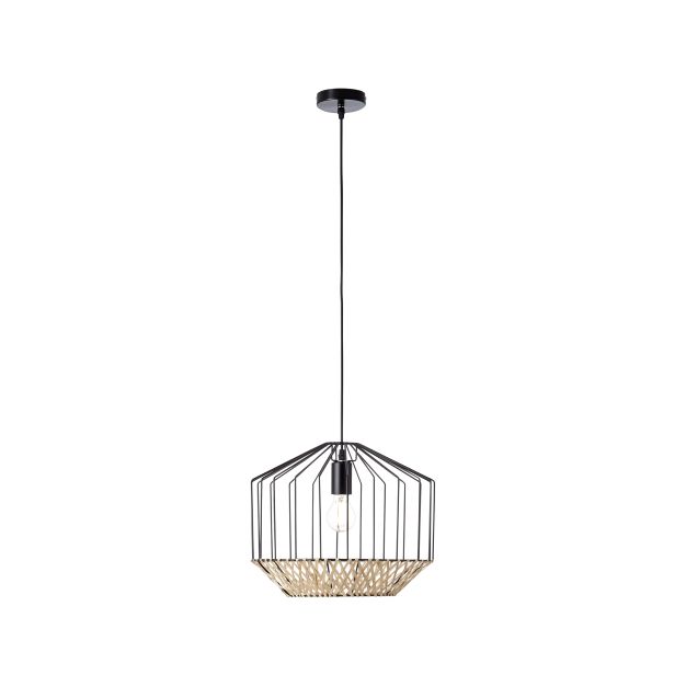 Brilliant Templo - hanglamp - Ø 37 x 153 cm - zwart en lichtbruin (stockopruiming!)