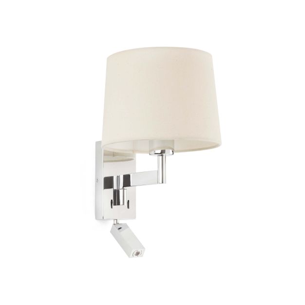 Faro Artis - wandverlichting met schakelaar - 21,5 x 19 x 16 cm - 1W LED incl. - beige en chroom