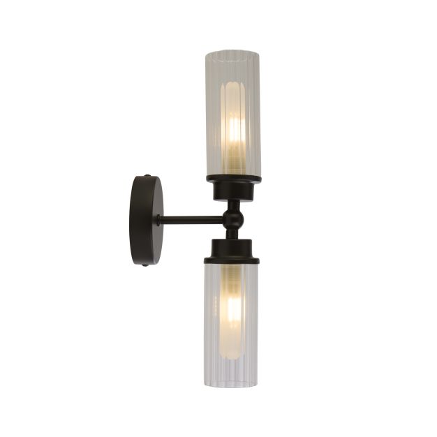 Searchlight Imperial - wandlamp - 10 x 37 cm - IP44 - mat zwart en transparant