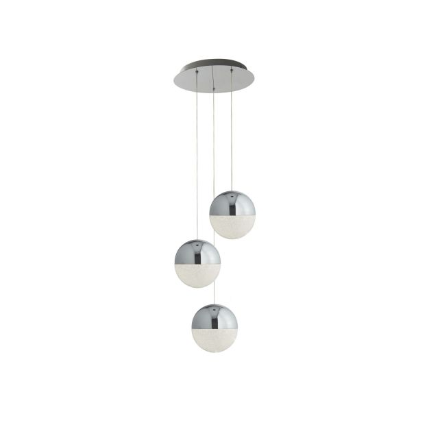 Searchlight Marbles - hanglamp - Ø 35 x 150 cm - 3 x 12W dimbare LED incl. - chroom