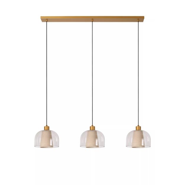 Lucide Gunhild 3L - hanglamp - 122 x 24 x 146,6 cm - beige/goud/transparant