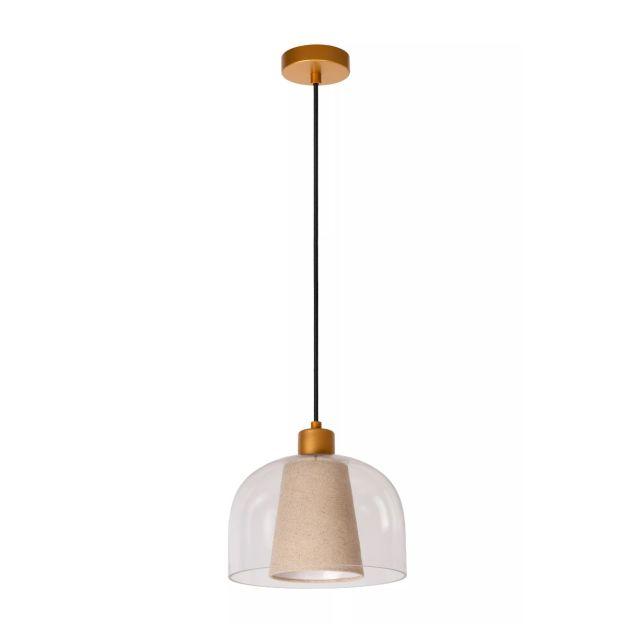 Lucide Gunhild - hanglamp - Ø 24 x 146,6 cm - beige/goud/transparant