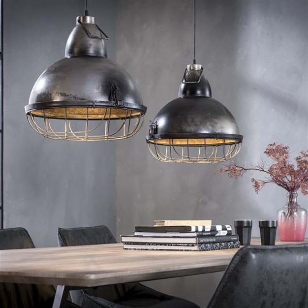 Vico Industry Grid - hanglamp - 100 x 38 x 150 cm - oud zilver (laatste stuks!)