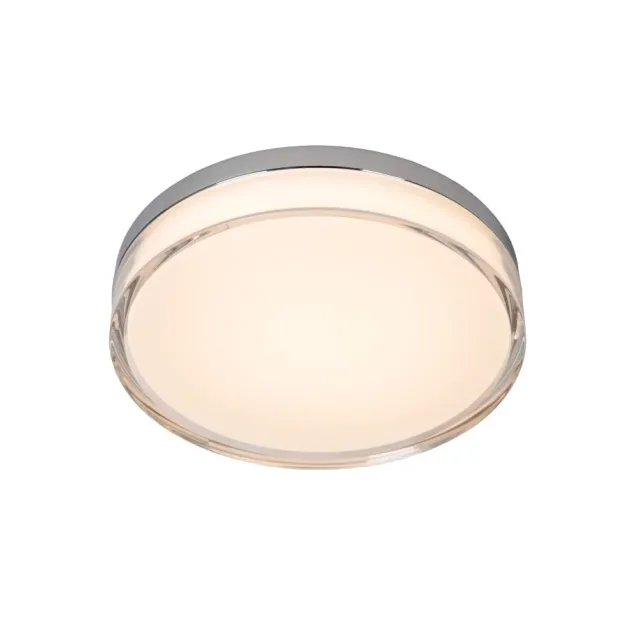 Lucide Plano - buiten plafondlamp - Ø 28 x 5,9 cm - 16W dimbare LED incl. - IP44 - opaal en chroom