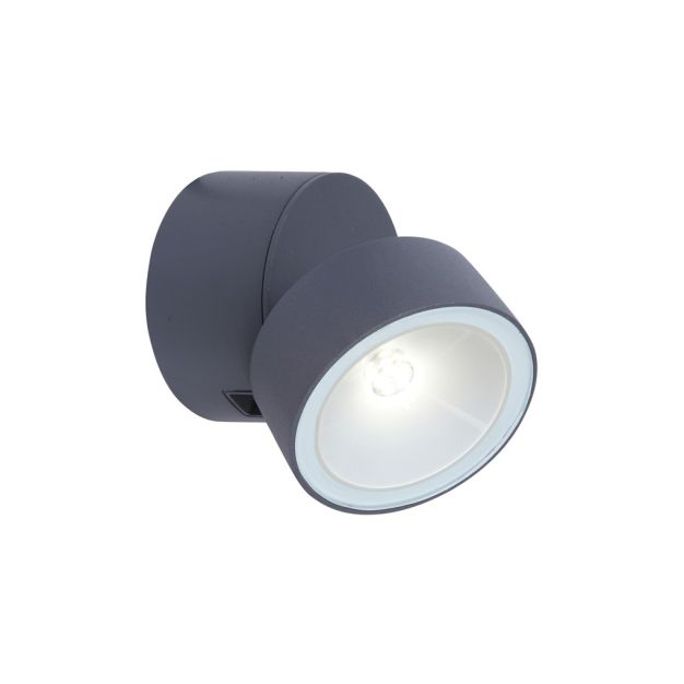 Lutec Trumpet - buiten wandverlichting - 8,7 x 8,5 x 10 cm - 6,7W LED incl. - IP54 - houtskool grijs