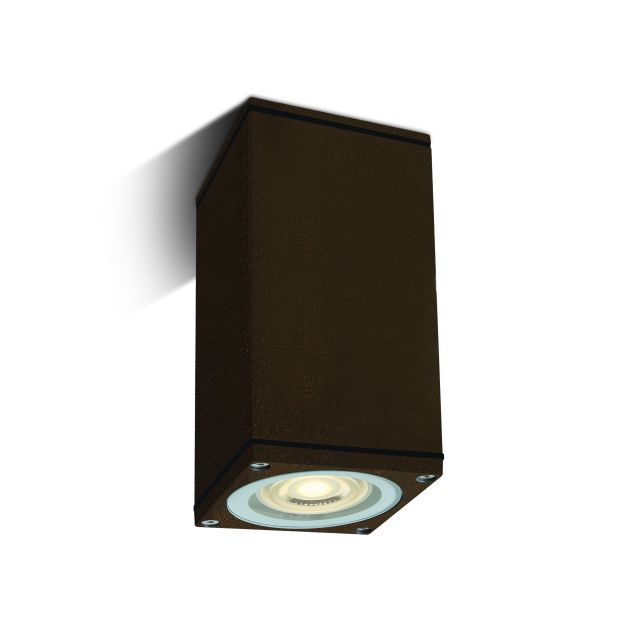 ONE Light GU10 Outdoor Cubes - opbouwspot - 6,3 x 6,3 x 13,5 cm - IP54 - roest bruin