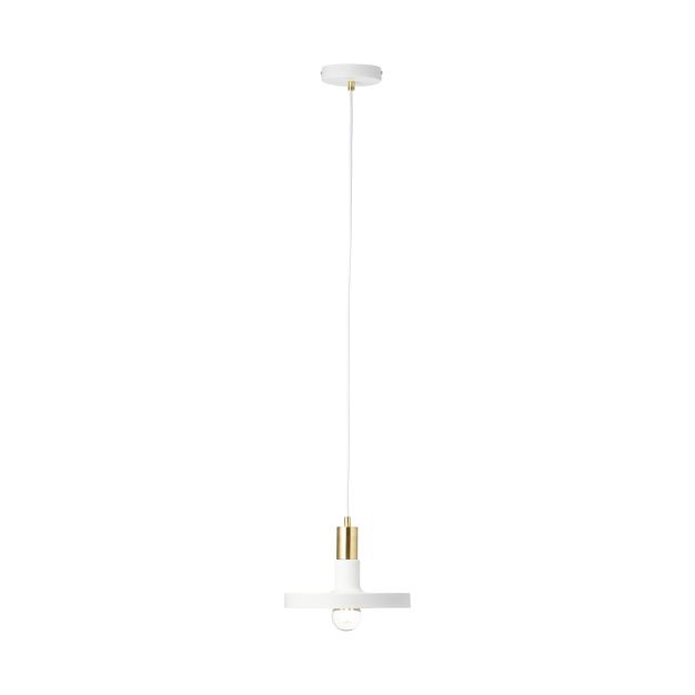 Brilliant Erica - hanglamp - Ø 25 x 118 cm - wit en messing