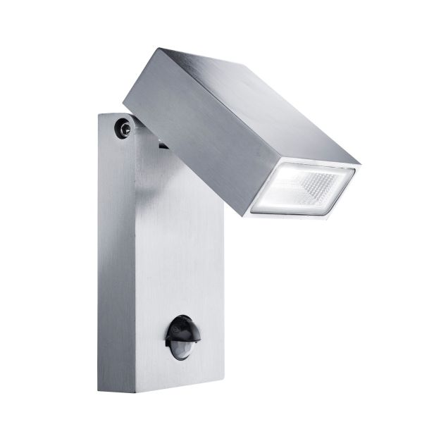 Searchlight Leia - buiten wandverlichting met sensor - 9 x 19 cm - 10W LED incl.- IP44 - roestvrij staal