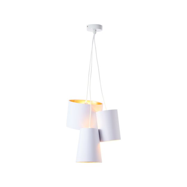 Brilliant Gisella - hanglamp - Ø 44 x 105 cm - wit en goud