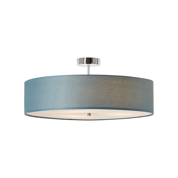 Brilliant Andria - plafondverlichting - Ø 60 x 26,5 cm - blauw en chroom