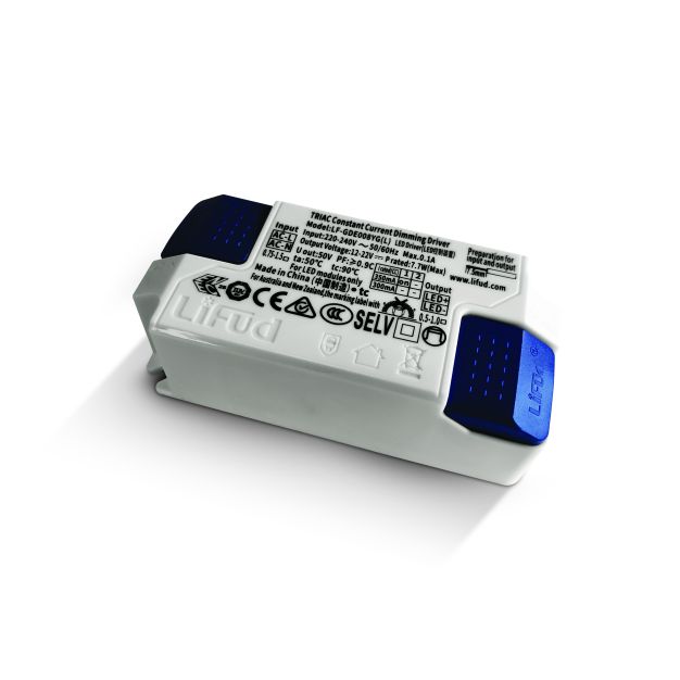 Constant current dimmable LED driver for 300/350mA LED spots / LED fittings.