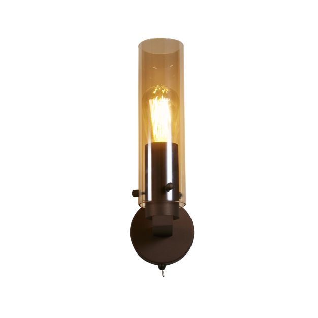 Searchlight Sweden II - wandverlichting - 10 x 35 cm - mokka en amber