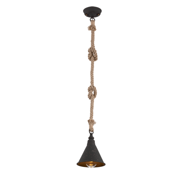 Elmark Rope - hanglamp - Ø 16 x 100 cm - zwart geroest