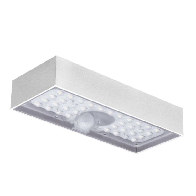 Century Italia Domino - buiten wandlamp op zonne-energie met sensor - 9,7 x 4,3 x 23 cm - 6W LED incl. - IP65 - wit