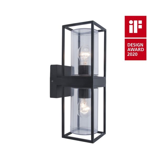 Lutec Flair - buiten wandverlichting - 12 x 12,6 x 39,3 cm - IP44 - mat zwart