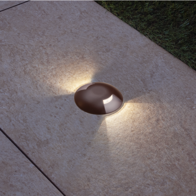 Century Italia Argo - grondspot met 2 vensters - Ø5,8 x 6,5 cm - 0,75W LED incl. - 3000K - IP67 - bruin