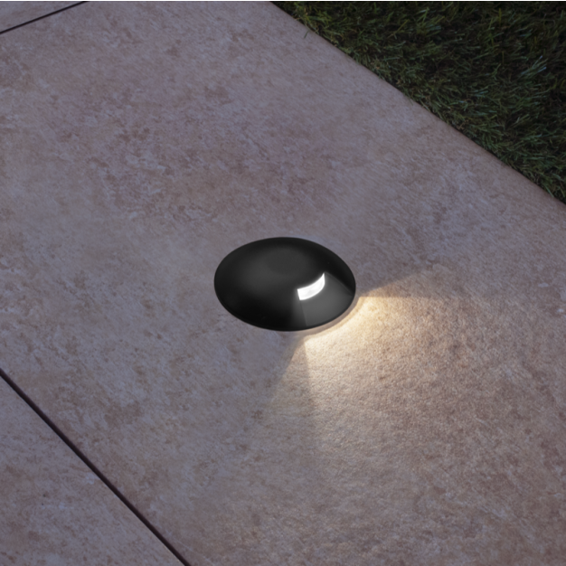 Century Italia Argo - grondspot met 1 venster - Ø5,8 x 6,5 cm - 0,75W LED incl. - 3000K - IP67 - zwart