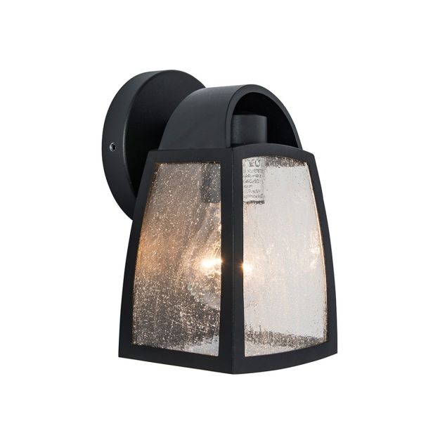 Lutec Kelsey - buiten wandlamp - 12 x 12 x 20 cm - IP44 - mat glas - zwart (stockopruiming!)